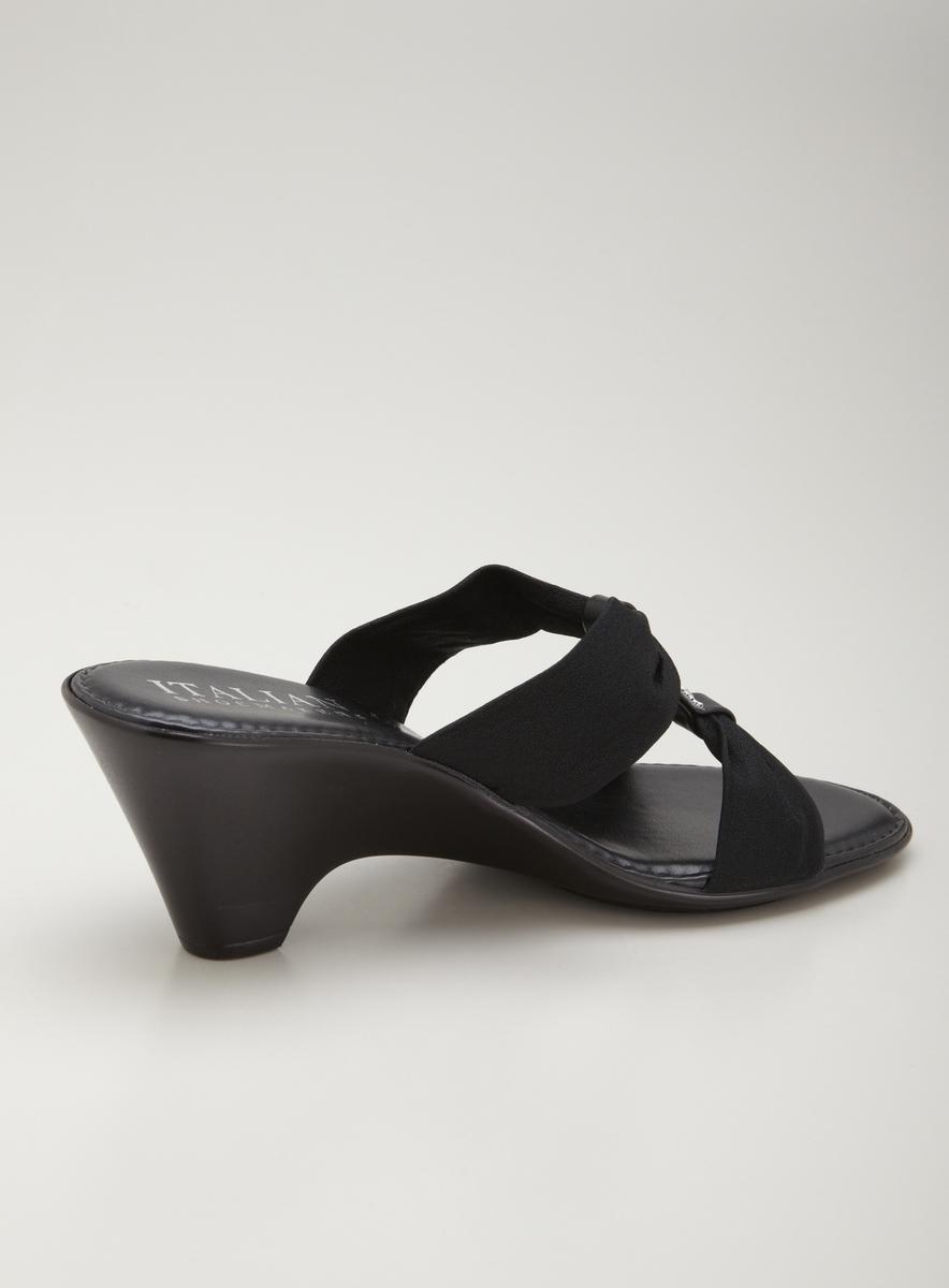 Italian Shoemakers Crystal Studded Mid Heel Wedge Sandal - Overstock ...