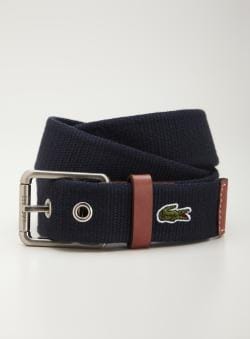 Lacoste Silver Buckle Leather Trim Belt