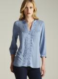 Spense Split Neck Pintucked Blouse