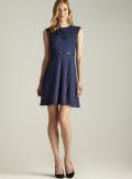 Calvin Klein Belted Pleated Fit & Flare Dress