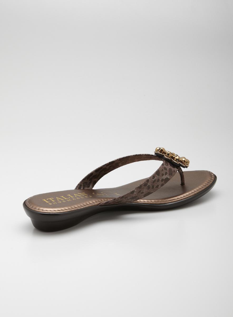 Italian Shoemakers Beaded Cheetah Printed Flat Sandal - Overstock ...