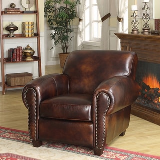 Houston Leather Nailhead Accent Chair