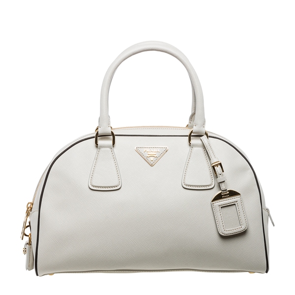 Prada \u0026#39;Lux\u0026#39; White Saffiano Leather Bowler Bag - 15535589 ...  