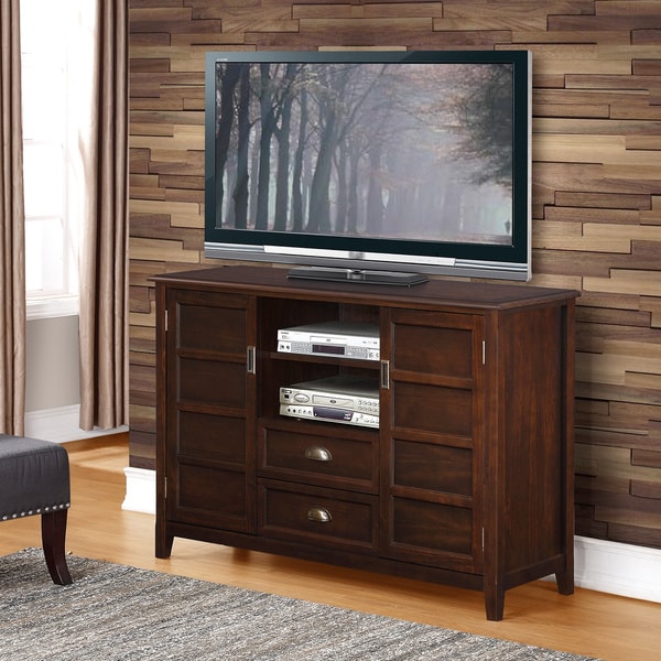 WYNDENHALL Portland Collection Espresso Brown Tall TV Stand 15535746
