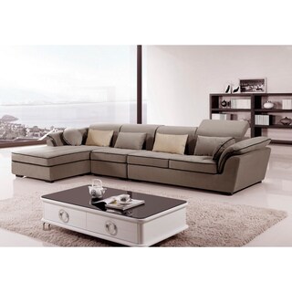 Cheap Furniture of America Amelina 3-piece Modern Suede Adjustable Headrest Sectional