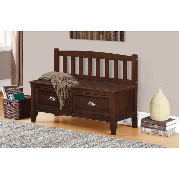 Portland Espresso Brown Entryway 2drawer Storage Bench Overstock