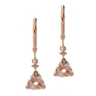 D'Yach 10k Rose Gold Trillion-cut Morganite and Diamond Accent Earrings
