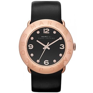 Marc Jacobs Women's 'Amy' Black/ Rose-goldtone Watch