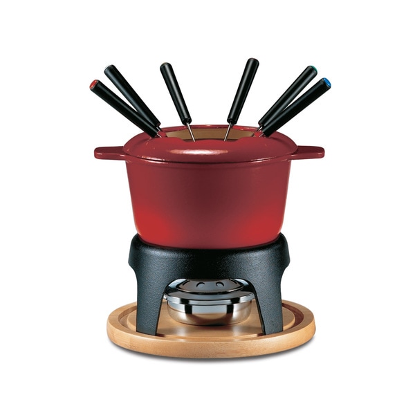 Swissmar Sierra 11-Piece Cherry Red Cast Iron Meat Fondue Set