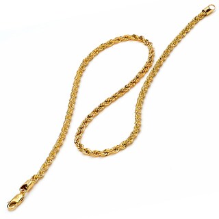 Oliveti Goldplated Stainless Steel Men's 24-inch Rope Chain