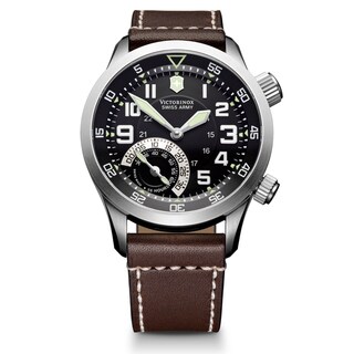 Swiss Army Men's Airboss Mach 4 Black Dial Leather Mechanical Watch