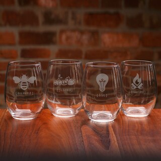 Tipsy Collection Stemless Wine Glasses (Set of 4)