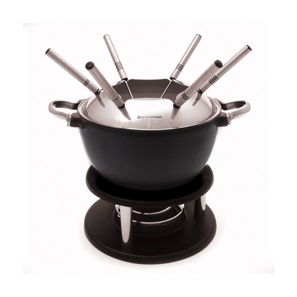 Swissmar Noirmont Enameled Cast-Iron 10-Piece Black Meat Fondue Set