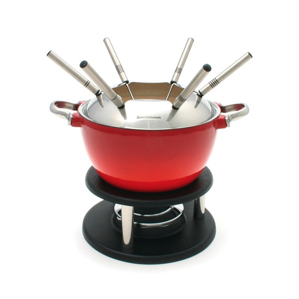 Swissmar Noirmont Red/ Black Enameled Cast Iron 10-piece Meat Fondue Set