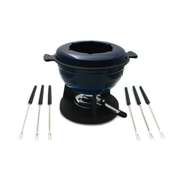 Swissmar Lucerne Blue/ Black Enameled Cast Iron 10-piece Meat Fondue Set