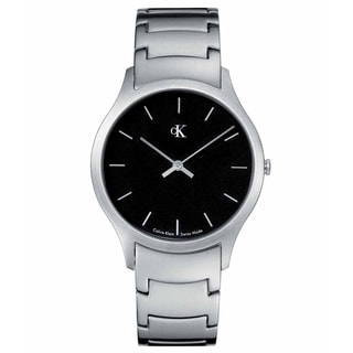 Calvin Klein Men's 'Classic K2611104' Silvertone Stainless Steel Black Dial Quartz Watch