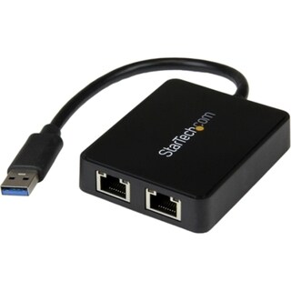 StarTech.com USB 3.0 to Dual Port Gigabit Ethernet Adapter NIC w/ USB