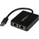 StarTech.com USB 3.0 to Dual Port Gigabit Ethernet Adapter NIC w/ USB