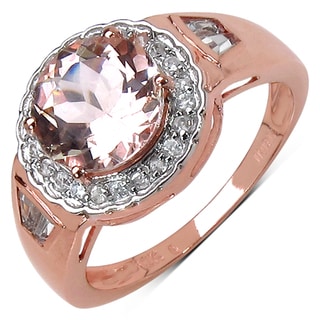 10k Rose Gold 2 1/5ct TGW Morganite and White Zircon Ring