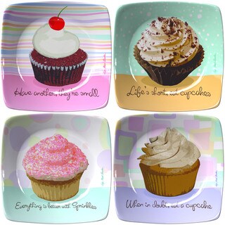Cupcakes Collection Porcelain Appetizer Plates (Set of 4)
