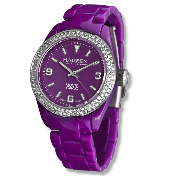 Shop Haurex Women S Monte Carlo Crystals Accented Purple Watch Free