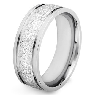 Stainless Steel Sandblasted Grooved Center Band