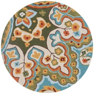 Hand Hooked Fandango Blue/ Green Rug (3' Round)