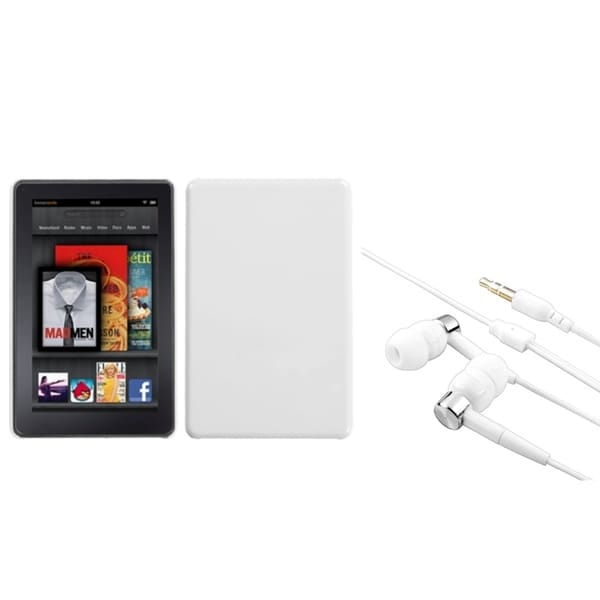BasAcc Solid White Case/ Silver/ White Headset for Amazon Kindle Fire