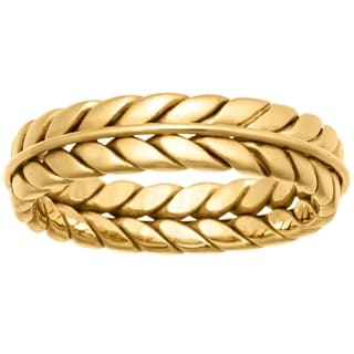 14k Yellow Gold Men's Comfort Fit Double Rope Design Wedding Band-Image