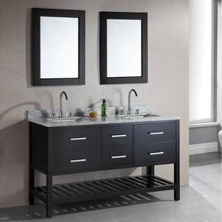 London 61-Inch Double Sink Espresso Bathroom Vanity Set