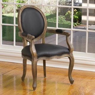 Christopher Knight Home Jacob Black Leather Weathered Oak Arm Chair