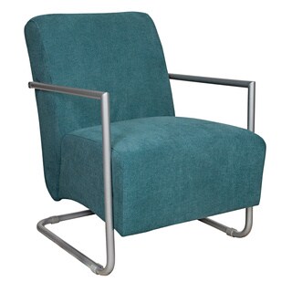 angelo:HOME Roscoe Parisian Teal Blue Velvet Arm Chair with Silver Frame