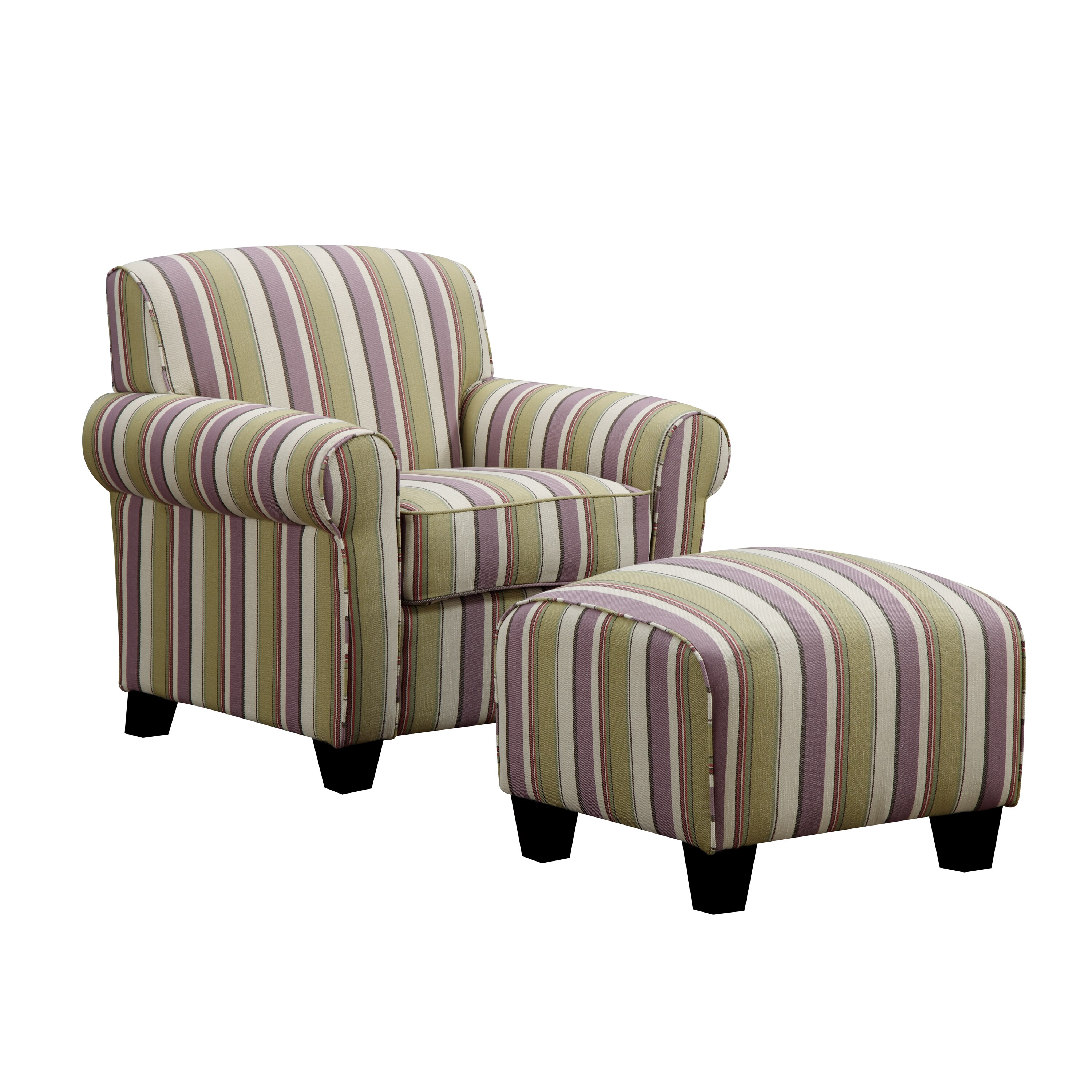 Portfolio Mira Amethyst Purple Stripe Arm Chair and Ottoman Overstock