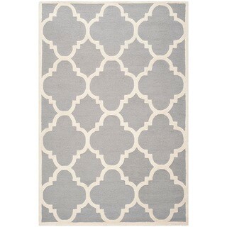 Buy Cheap Safavieh Handmade Moroccan Cambridge Silver/ Ivory Wool Rug (11' x 15')