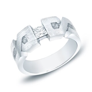 Auriya 14k White or Yellow Gold Men's 1/3ct TDW Satin Finish Diamond "X" Ring (H-I, SI1-SI2)