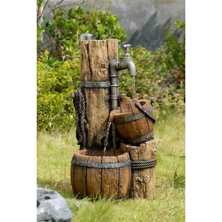 Buy  Wood Cask Distressed Water Fountain