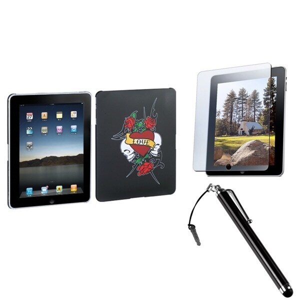 INSTEN Stylus/ Screen Protector/ Lizzo Back Tablet Case Cover for Apple iPad 1