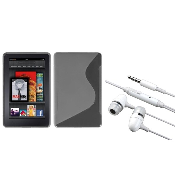 BasAcc T-Clear S-Shape Case/ Hands-free Headset for Amazon Kindle Fire