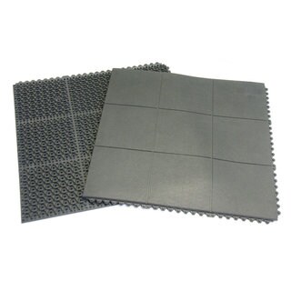 Rubber-Cal 'Revolution' 36-Inch Square Black Rubber Gym Tiles (Set of 2)-Image