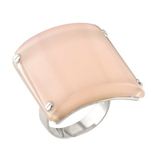 Sterling Silver Pink Opal Obsidian Square Ring