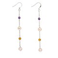Silver and Peach Pearl Gemstone Earrings