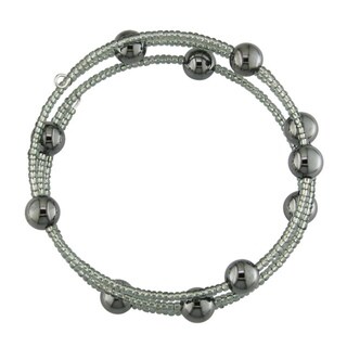 Hematite and Glass Bead Wire Wrap Bracelet