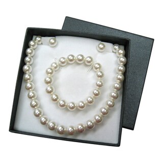 Mother of Pearl Strand Necklace, Bracelet and Earring Set