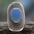 Sterling Silver 'Jaipur Skies' Chalcedony Ring (India)