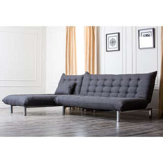 Low Price Abbyson Living Bedford Gray Linen Convertible Sleeper Sectional Sofa