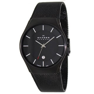Skagen Men's 956XLTBB Black Titanium Quartz Watch with Black Dial