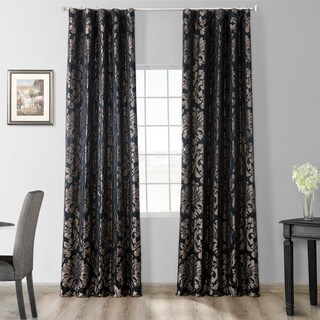 Astoria Black/ Pewter Faux Silk Jacquard Curtain Panel