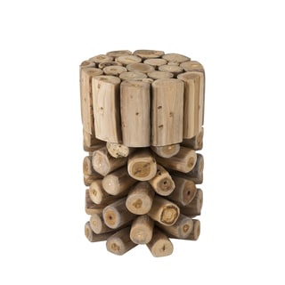 Round teak log stool