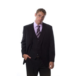 Caravelli Italy Men's Super 150 Black 3-piece Suit