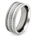 Titanium and Sterling Silver Men's Crucible Double Rope Inlay Ring